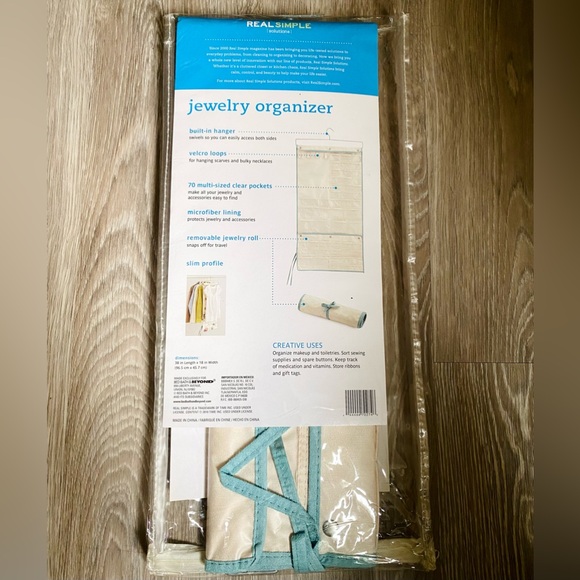 Real Simple Jewelry Accessories Organizer Hanging 70 Pockets Removable 18x38 in - Picture 6 of 8